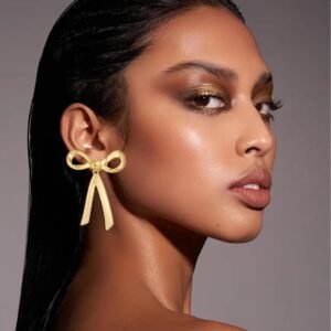 Gold Bow Earrings for Women, Long Tassel Chain Drop Earrings Style 6